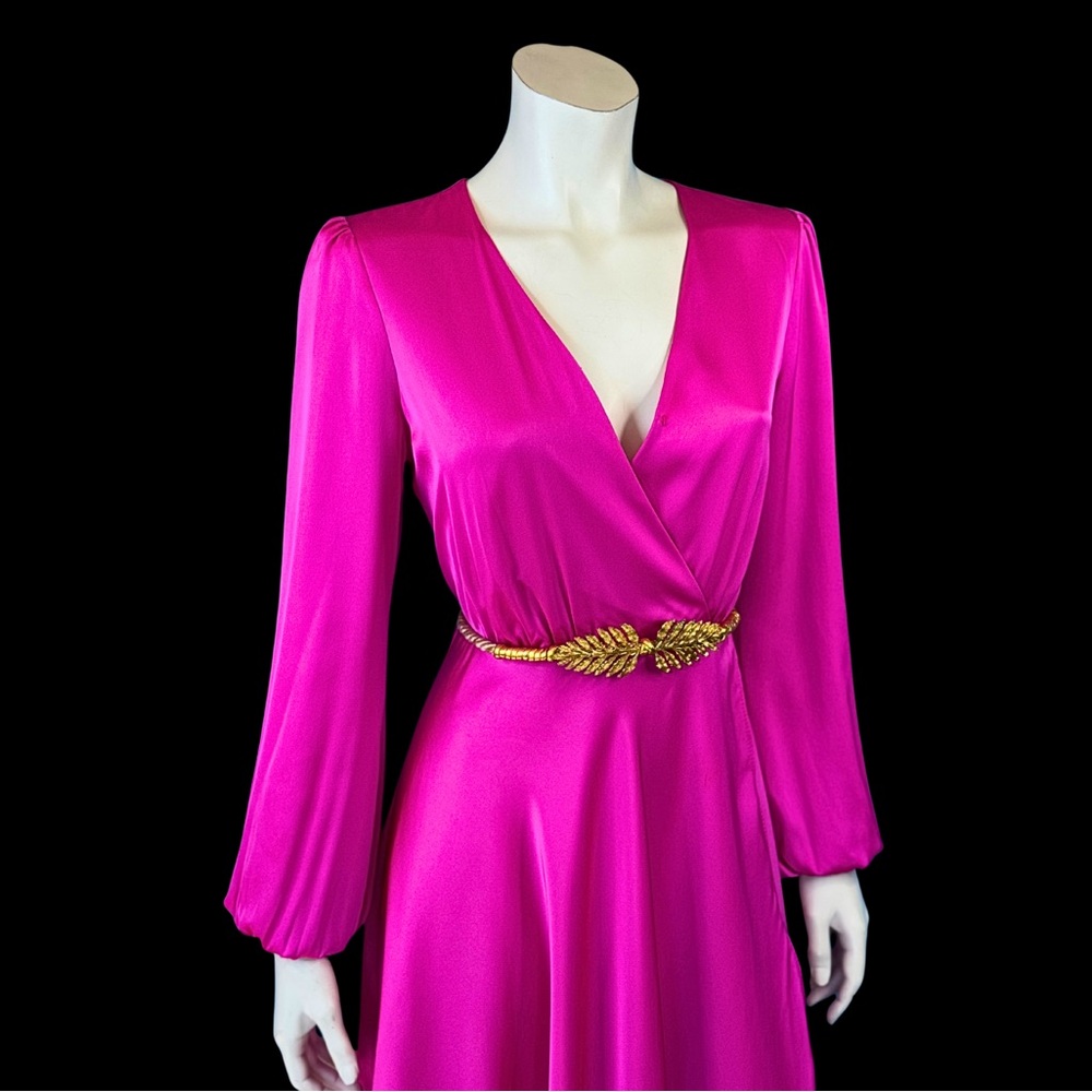 Ever New Fuchsia Long Sleeve Wrap style Dress 4 NWOT - Picture 6 of 10